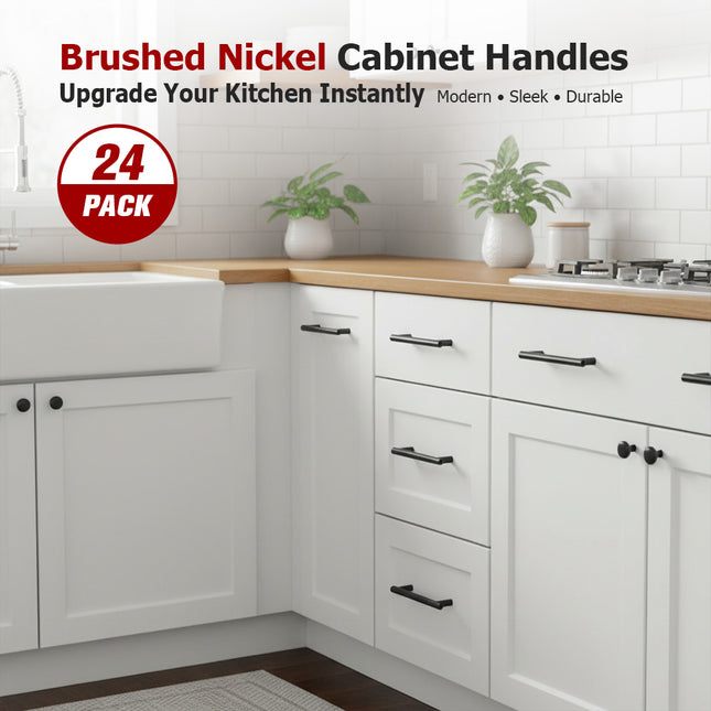 findmall 5" Brushed Nickel Cabinet Handles – Stainless Steel Drawer Pulls with 3" Hole Center for Kitchen Cabinets & Cupboards