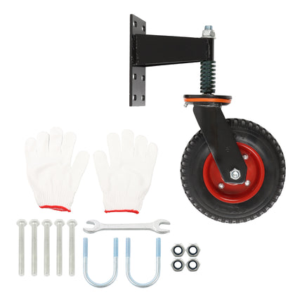 Findmall 1 Pack 8" Rubber Swivel Gate Wheel with Shock Absorbing Spring, 600 LB Capacity Fence Gate Caster with U-Bolt & Straight Bolt Mount for Metal Tube and Wooden Gates