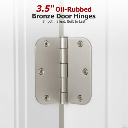 findmall 3.5 Inch Door Hinges- Oil Rubbed Bronze, 5/8" Radius Corners, Heavy Duty Hinges for Interior & Exterior Doors