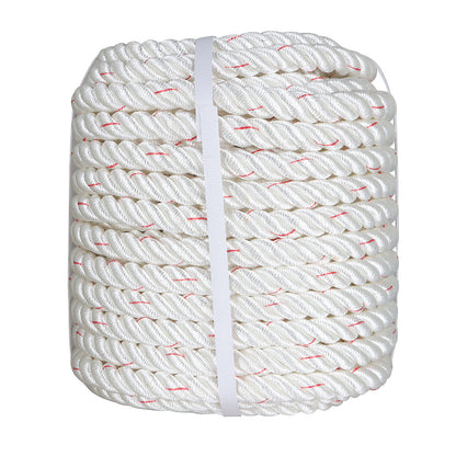 findmall 5/8 IN Braid Polyester Rope Bull Rigging High Force Polyester Rope 150 FT White Grey Blue