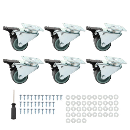 Findmall 8 Pack 2 Inch Gray TPR Dual Wheel Swivel Caster Wheels with Total Lock Brake, Plate Mount, Heavy Duty Replacement Casters for Carts, Workbenches &amp; Shelving