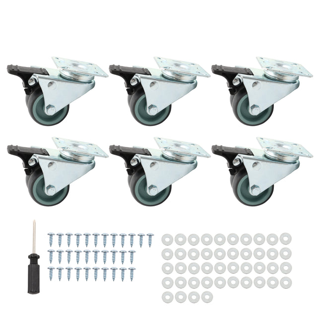 Findmall 8 Pack 2 Inch Gray TPR Dual Wheel Swivel Caster Wheels with Total Lock Brake, Plate Mount, Heavy Duty Replacement Casters for Carts, Workbenches &amp; Shelving