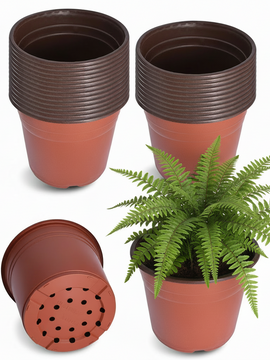 findmall 100PCS Plastic Plant Nursery Pots for Seedlings – Round Stackable Flower & Vegetable Planters, Ribbed Design