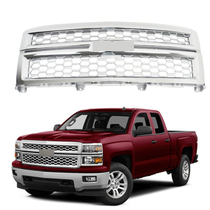 Findmall Chrome Front Upper Bumper Grille Replacement for Silverado 1500 2014-2015 GM1200712C