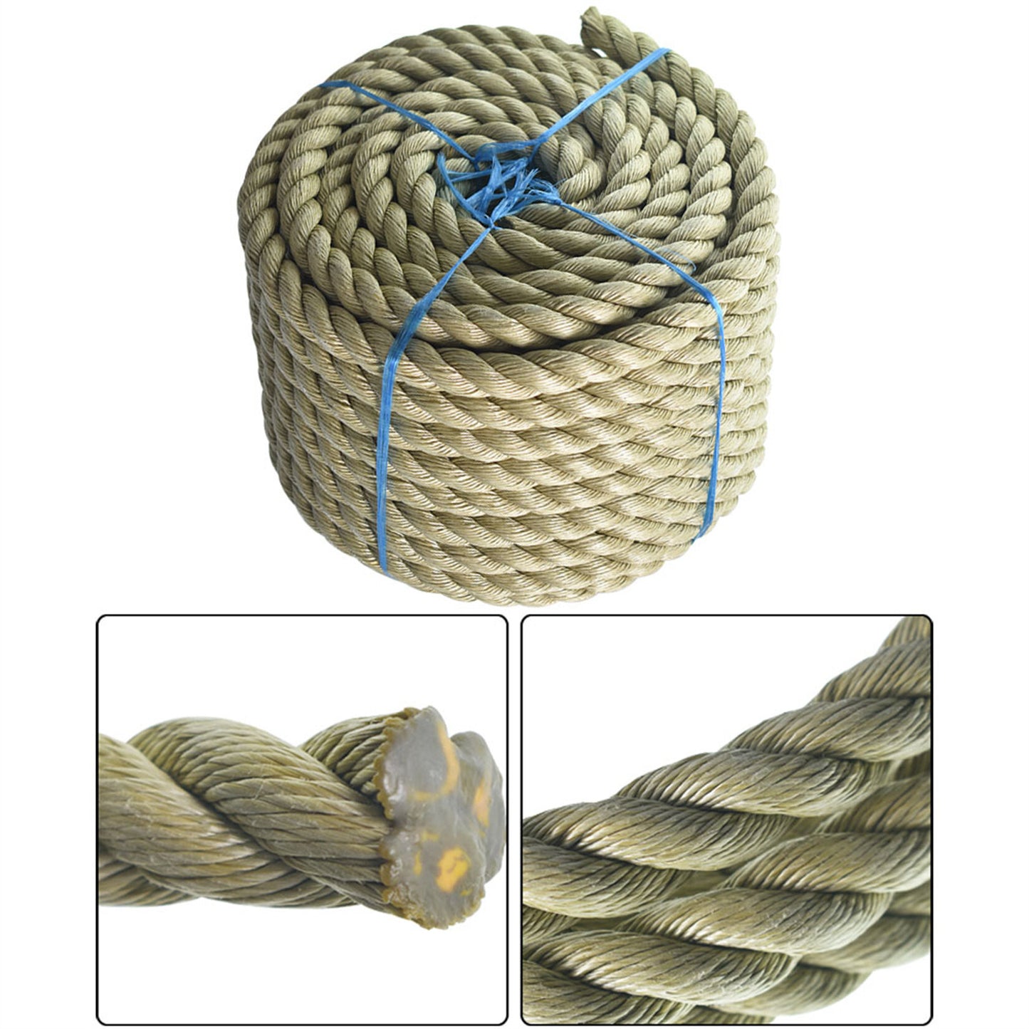 3/4 inch 1 inch Diameter Twisted Manila Rope, Twisted 3 Strand, Polypropylene Rope for Indoor Outdoor Use for Landscaping, Tug of War, Projects and Tie Downs