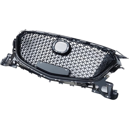 Findmall Front Upper Honeycomb Grille for 2017-2018 Mazda 3, Black, Without Sensor Hole