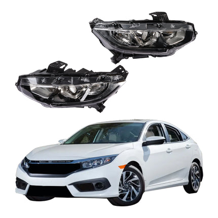 Findmall Headlight Assemblies for 2016–2020 Honda Civic Front Left and Right, Replaces HO2502173 and HO2503173