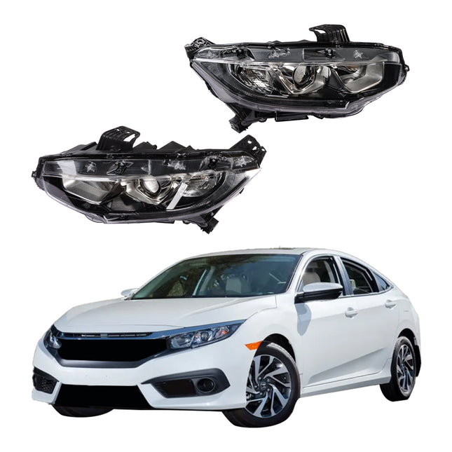 Findmall Headlight Assemblies for 2016–2020 Honda Civic Front Left and Right, Replaces HO2502173 and HO2503173