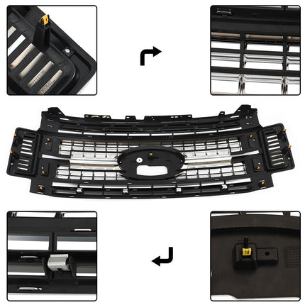 Findmall Bumper Chrome Front Upper Grille Grill Replacement for 2017-2019 F-250 F-350 F-450 Super Duty HC3Z8200BC