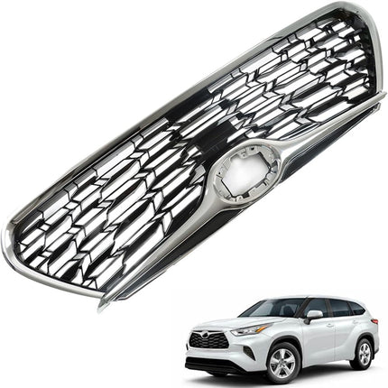 Findmall Front Upper Mesh Grille for 2020-2022 Toyota Highlander, Chrome, Without Camera Hole