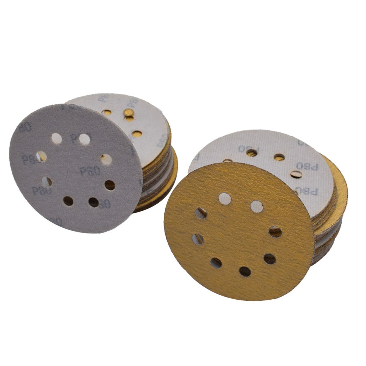 findmall 100PCS 5 Inch 8 Holes Hook and Loop Sanding Discs 80 Grit Sandpaper for Sanding Grinder Polishing Accessories