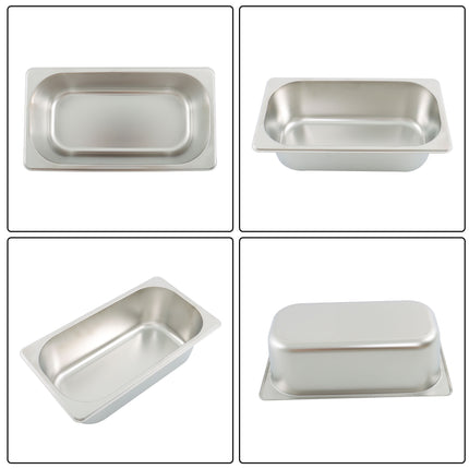 Findmall 2 Set 1/3 Size 3.6 Inch Deep Steam Table Pans With Lids | Stainless Steel Hotel Pans, for Steam Tables, Restaurants, Catering and Industrial