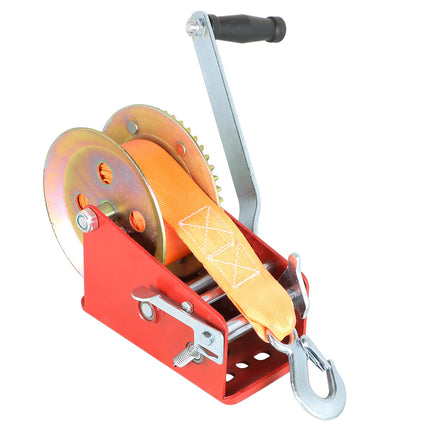 Findmall 3500 lbs Heavy Duty Hand Winch with 32 ft Nylon Strap, Manual Crank Strap Winch with Hook, Two-Way Ratchet Trailer Winch for Boat, Truck & ATV