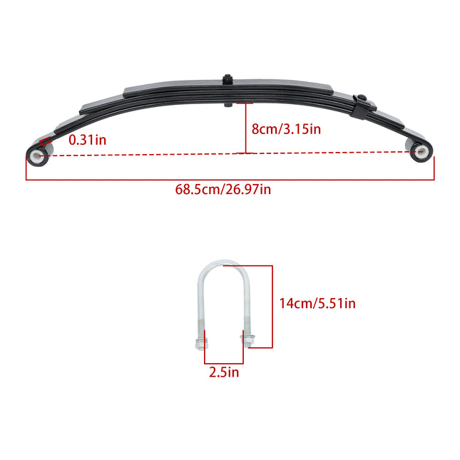 Findmall 4-Spring 4-Leaf Double-Eye Trailer Suspension Kit, 1,750 lb per Spring with U-Bolts