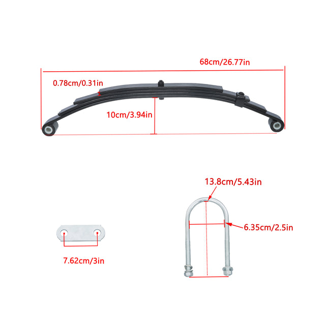 Findmall 2-Spring 4-Leaf Double-Eye Trailer Suspension Kit, 1,750 lb per Spring with U-Bolts and Shackles