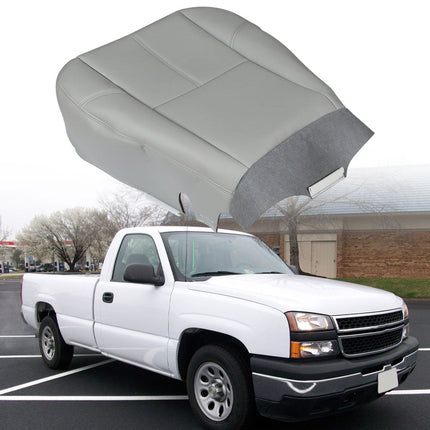 Findmall Front Driver Side Bottom Seat Cover Gray Leatherette Replacement for 2007 2008 2009 2010 2011 2012 2013 2014 Silverado