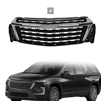 Findmall Black Front Center Grille with Chrome Trim Replacement for Traverse 2022-2023