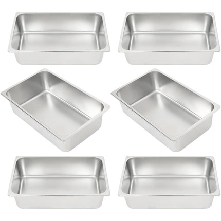 Findmall Stainless Steel Pan 6 Pack 6 Inch Deep | Full Size Pans for Steam Tables, Restaurants, Catering and Industrial Use