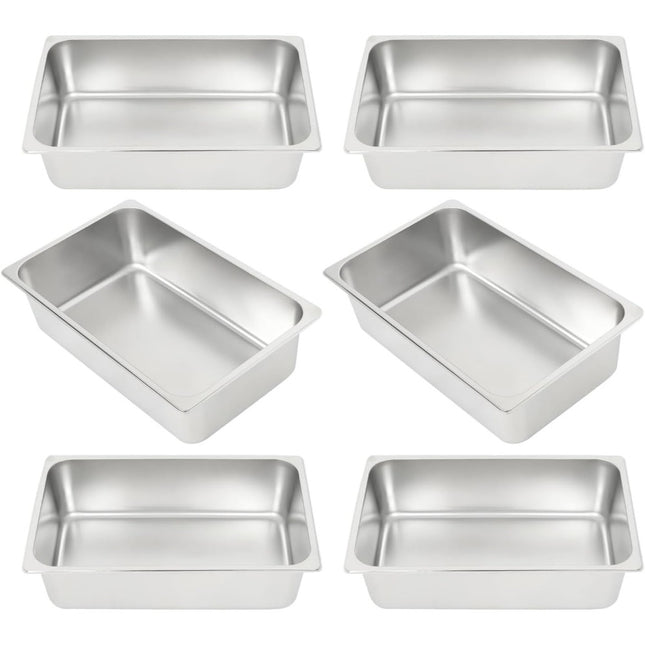 Findmall Stainless Steel Pan 6 Pack 6 Inch Deep | Full Size Pans for Steam Tables, Restaurants, Catering and Industrial Use