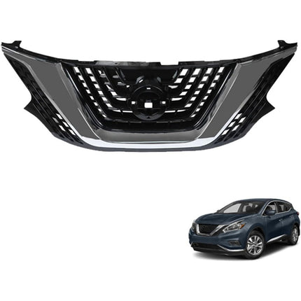 Findmall Front Upper Grille for 2015-2018 Nissan Murano, Black with Chrome Trim