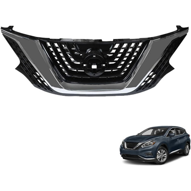 Findmall Front Upper Grille for 2015-2018 Nissan Murano, Black with Chrome Trim