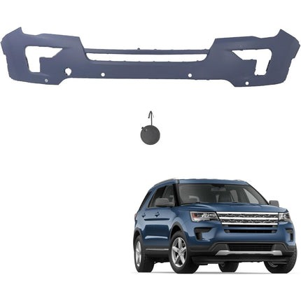 Findmall Primed Front Bumper Cover with Sensor Holes Replacement for 2018-2019 Ford Explorer