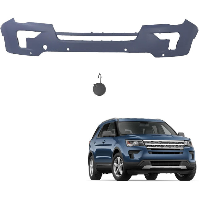 Findmall Primed Front Bumper Cover with Sensor Holes Replacement for 2018-2019 Ford Explorer