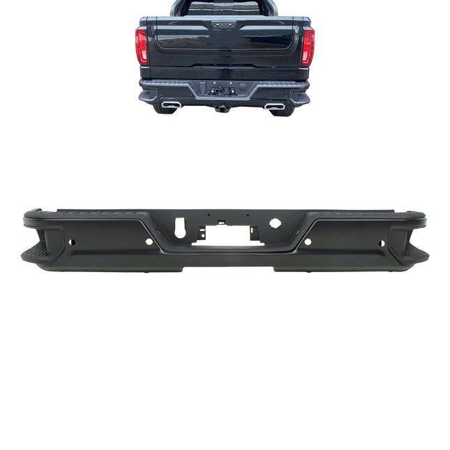 Findmall Black Rear Step Bumper for 2020-2025 Chevrolet Silverado and GMC Sierra 2500/3500 HD, With Sensor Holes, GM1103213