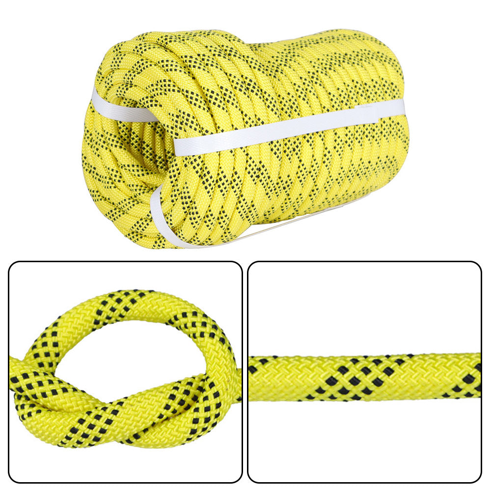 findmall 3/8 Inch 100 Feet Braided Polyester Rope Tree Work Rope Rigging Rope for Outdoor Swing Camping 3250 LBS Yellow Black