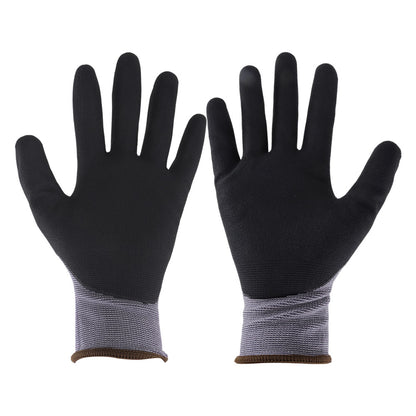 findmall Safety Work Gloves MicroFoam Nitrile Coated Foam Gloves L-Size/6 Pairs