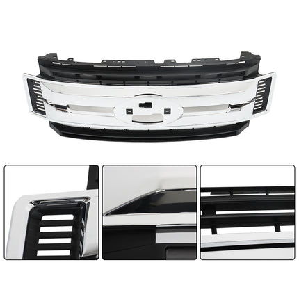 Findmall Front Bumper Center Grille Grill Chrome & Black Replacement for 2017-2019 F250 Truck F350 Super Duty FO1200600C