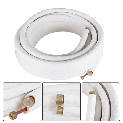 findmall 50FT Air Conditioning Copper Tubing Hose Extension 3/8" and 5/8" Twin Copper Hoses Insulated Copper Hoses Fit for Mini Split Air Conditioner