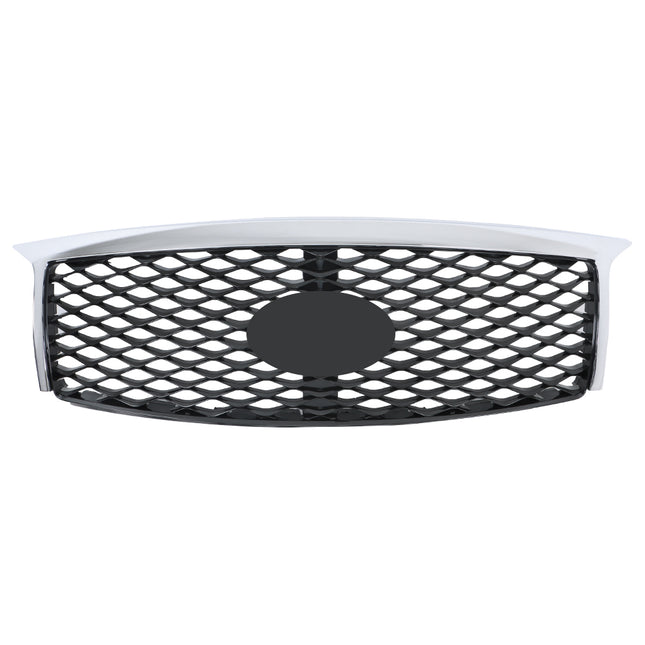 Findmall Chrome Frame Black Mesh Front Upper Bumper Grille with Camera Hole Replacement for QX80 2015-2017