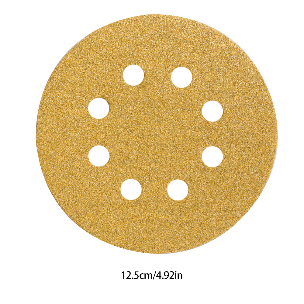 100Pcs Hook and Loop Pads Sanding Disc 5-Inch 8-Hole 100-Grit Aluminum Oxide Round Flocking Sandpaper Fit for Sanding Grinder Polishing Accessories