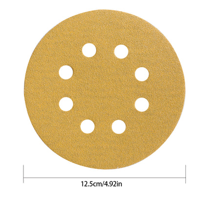 100Pcs Hook and Loop Pads Sanding Disc 5-Inch 8-Hole 100-Grit Aluminum Oxide Round Flocking Sandpaper Fit for Sanding Grinder Polishing Accessories