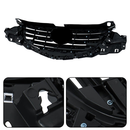 Findmall Front Upper Mesh Grille for 2015-2016 Mazda CX-5, Black with Gray Bar