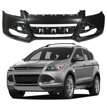 Findmall Primed Front Bumper Cover without Parking Sensor Holes Replacement for 2013-2016 Ford Escape