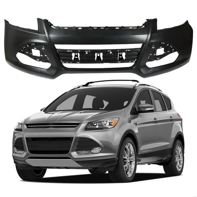 Findmall Primed Front Bumper Cover without Parking Sensor Holes Replacement for 2013-2016 Ford Escape
