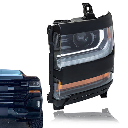 Findmall Black Housing Headlights Front Head Lamps Replacement for 2016 2017 2018 Silverado 1500 HID/Xenon Headlight Assembly Left Driver Side