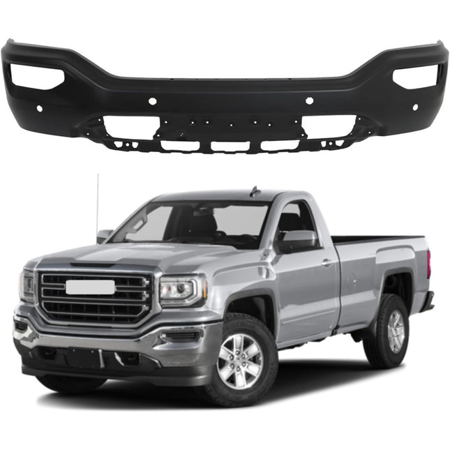 Findmall Primed Steel Front Bumper Face Bar with Parking Sensor Holes Replacement for 2016-2018 GMC Sierra 1500, GM1002864