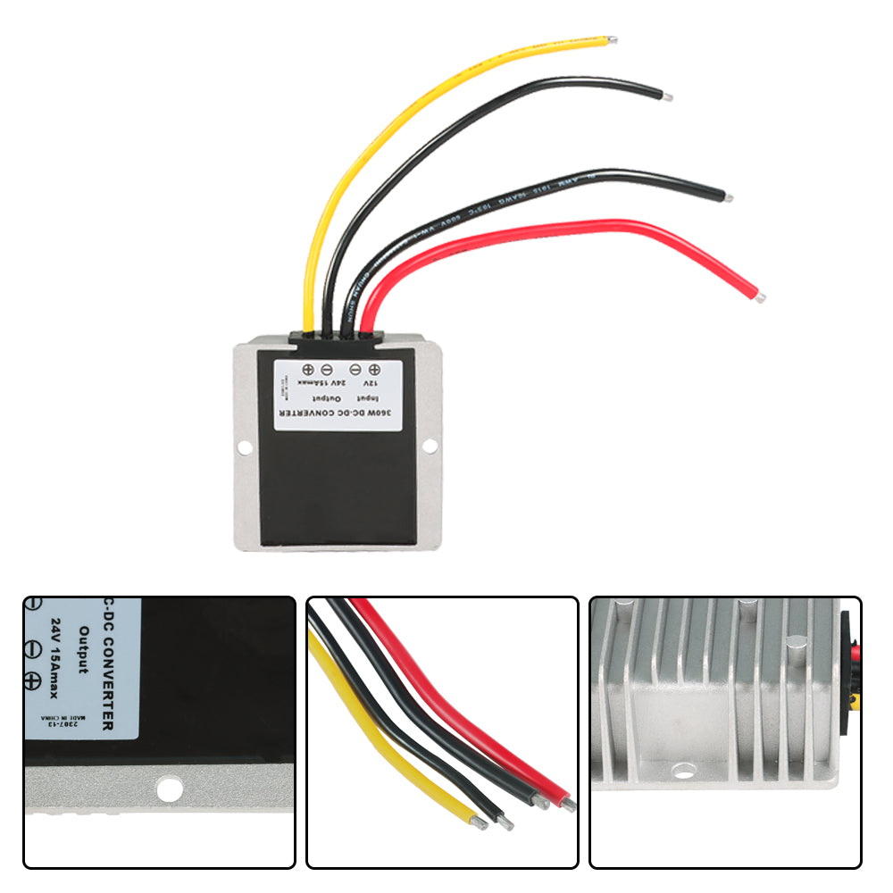 findmall DC 12V to DC 24V Step Up Transformer, 360W 15A DC Voltage Converter Suitable for Bus, Motor, Large Truck, Taxi Display and Other Equipment