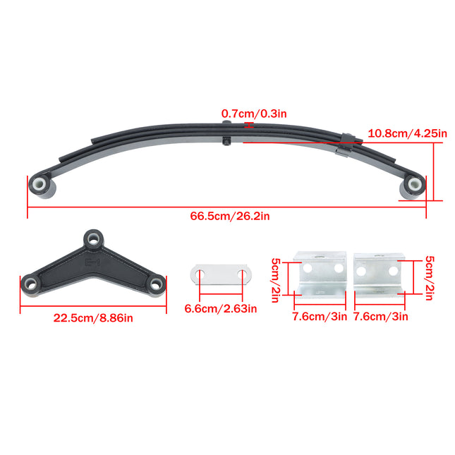 Findmall 4-Spring 3-Leaf Double-Eye Trailer Suspension Kit, 2,000 lb per Spring with Equalizers and Hangers