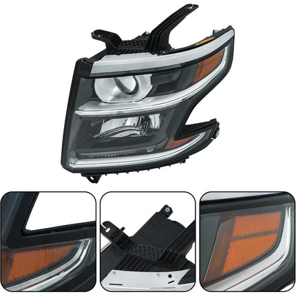 Findmall Driver Side Headlights Assembly HID with DRL Replacement for Tahoe/Suburban 2015-2020 Housing Black Lamp LH 1PC GM2502406