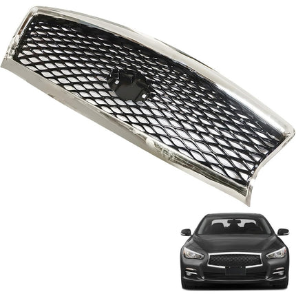Findmall Front Upper Mesh Grille for 2014-2017 Infiniti Q50, Gloss Black