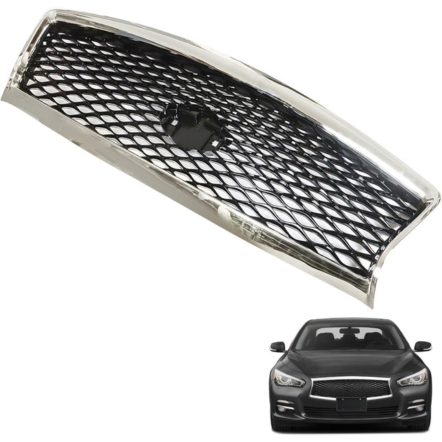 Findmall Front Upper Mesh Grille for 2014-2017 Infiniti Q50, Gloss Black