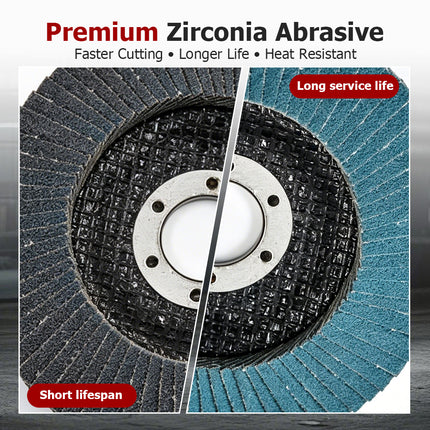 findmall 4-1/2" x 7/8" Zirconia Flap Disc Type 29 – 40/60/80 Grit Grinding & Sanding Discs for Angle Grinder (10/50/100 Pack)