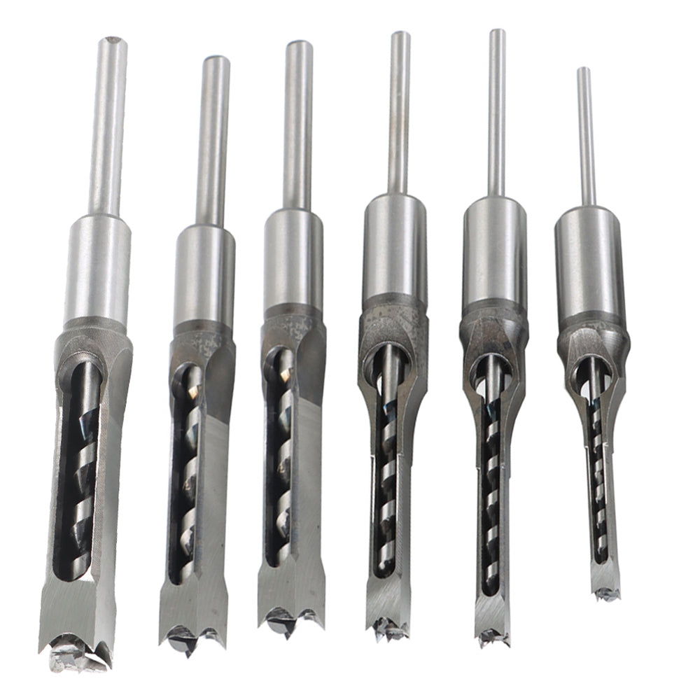 findmall 6 Pack Square Hole Mortise Chisel Drill Bit Tool 1/4" 5/16" 3/8" 1/2" 9/16" 5/8"