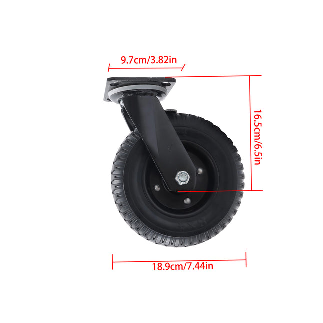 Findmall 2 Pack 8" Solid Rubber Rigid Caster Wheels, Top Plate Mount, Heavy Duty Casters for Carts, Dollies & Workbenches