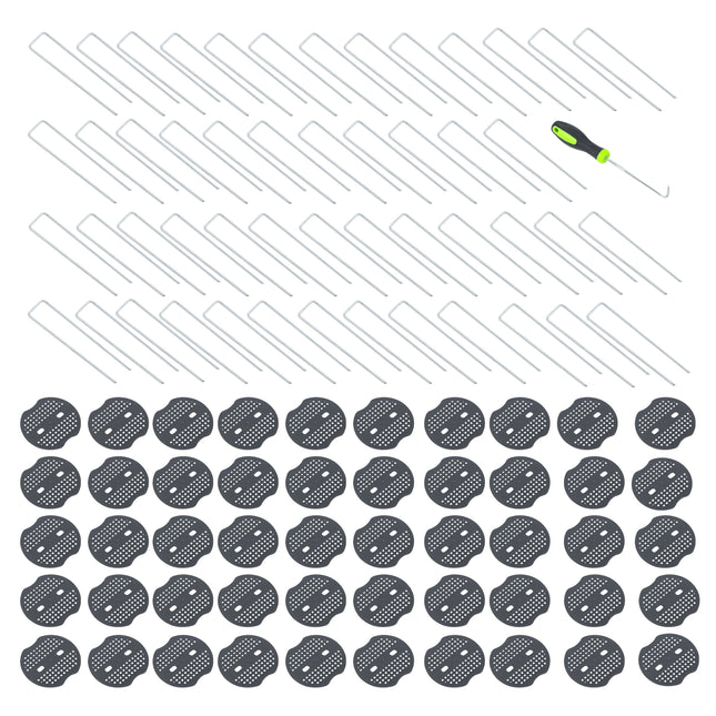findmall Galvanized Garden Stakes & Gasket Set – Heavy Duty Landscape Staples for Weed Barrier Fabric, Ground Cover & Landscape Fabric