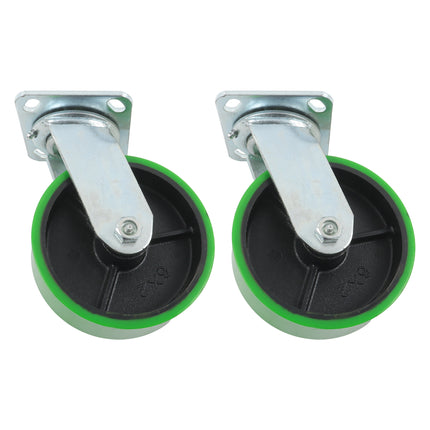 Findmall 4 Pack 4" Maintenance-Free Polyurethane on Aluminum Core Swivel Caster Wheels with Total Lock Brake, Top Plate Mount, Heavy Duty Industrial Casters for Equipment & Workbenches